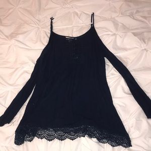 Long sleeve navy blouse